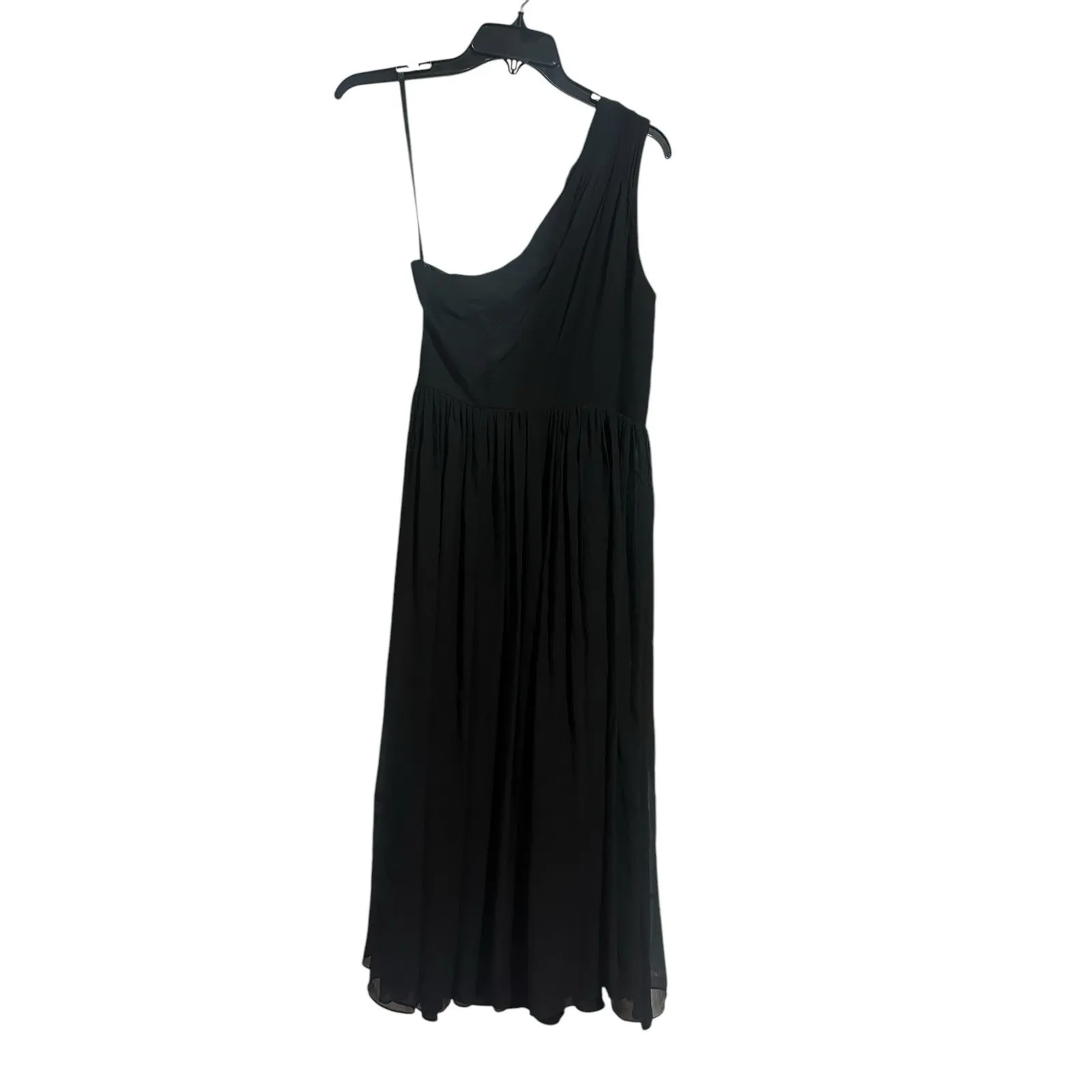 NWT Banana Republic 100% SILK‎ Black One Shoulder Size 6 MIDI Dress $168 #AA4-3 - Image 9