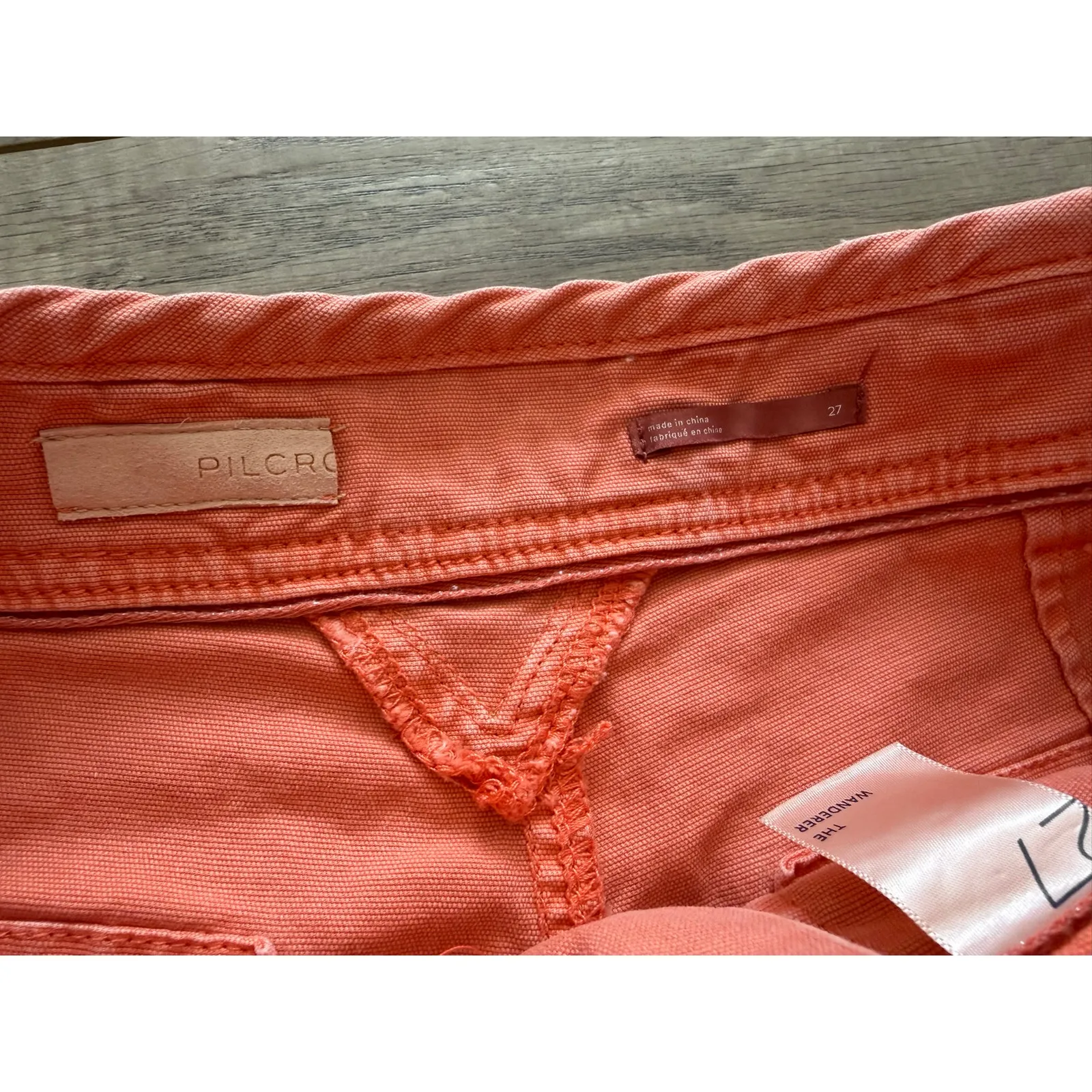Anthropologie Pilcro Wanderer Shorts Coral 27 5-Button Cargo High Waist Denim - Image 3