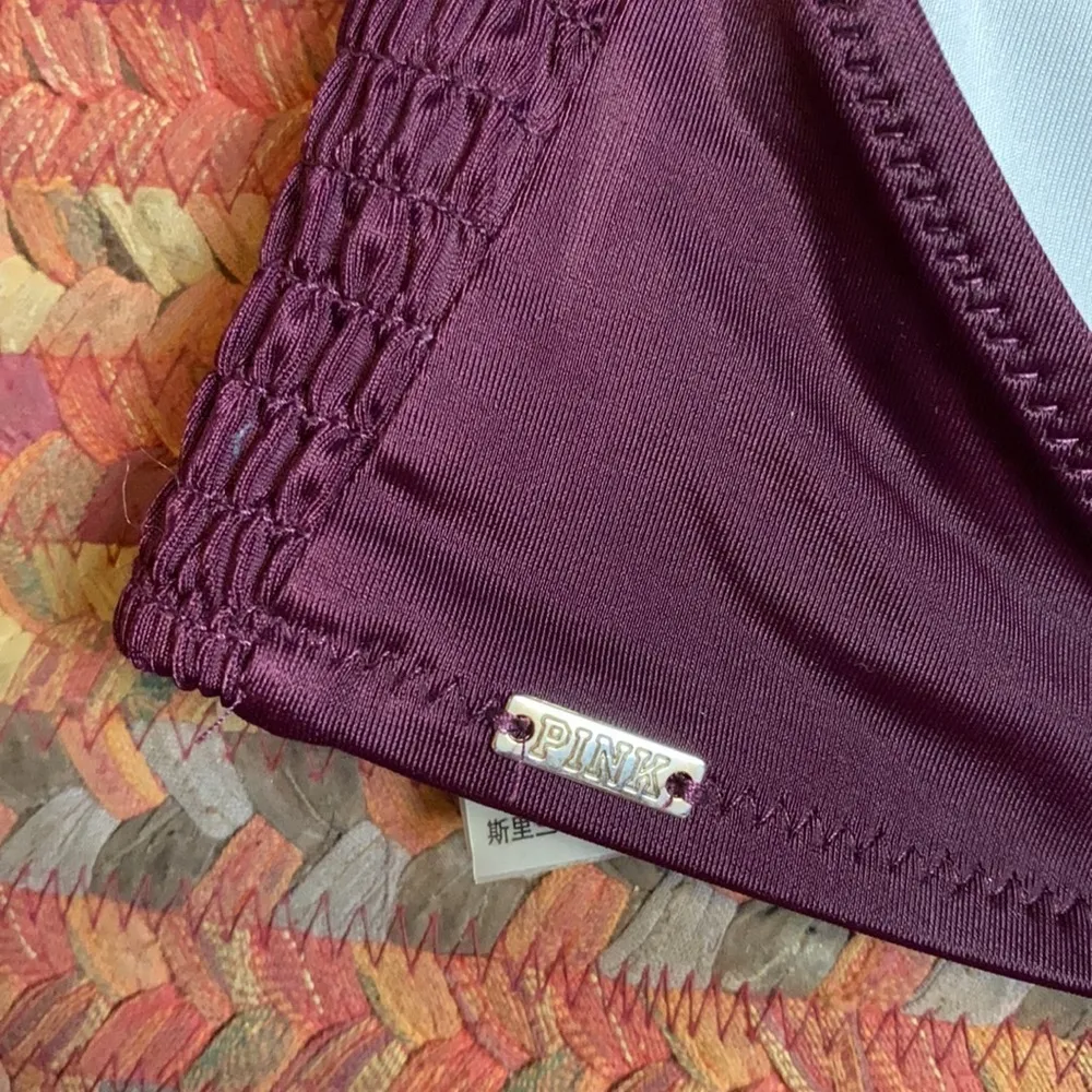 VS PINK MAROON STRAPPY RUCHED BIKINI TOP - Image 3