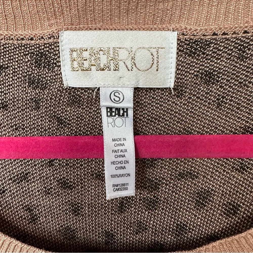 Beach Riot Newport Sweater Taupe Spot Cheetah Animal Print Small - Image 3