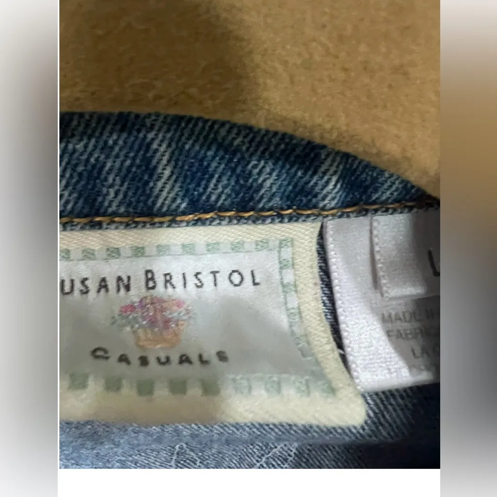 Susan Bristol Embroidered Floral Denim Vest Cottagecore Boho - Image 5