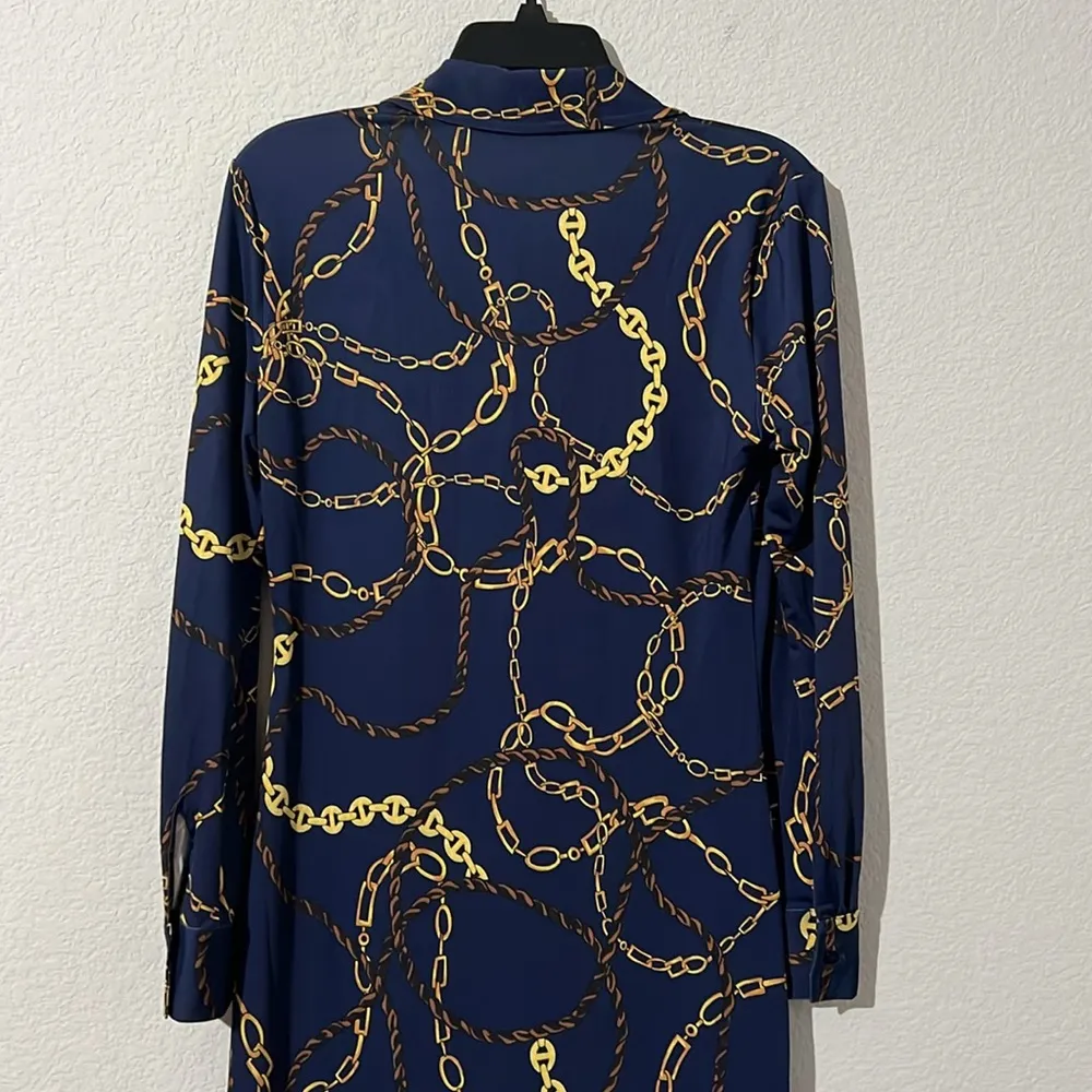L’Agence Raelynn Shirt Dress in Indigo Gold, NWT, Size XS - Image 13