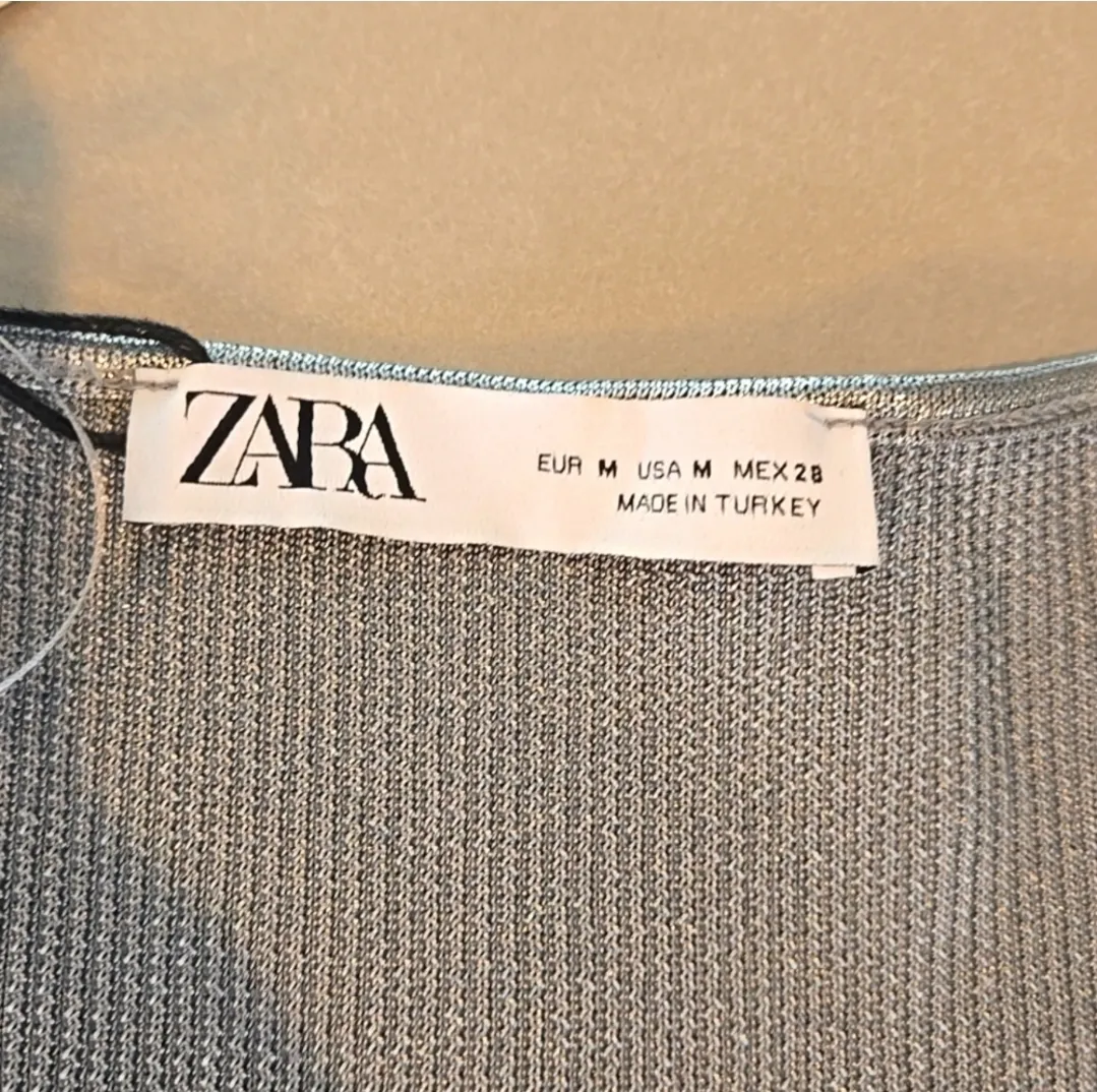 ZARA NWT!  Metallic Ribbed Mini Dress - Image 6