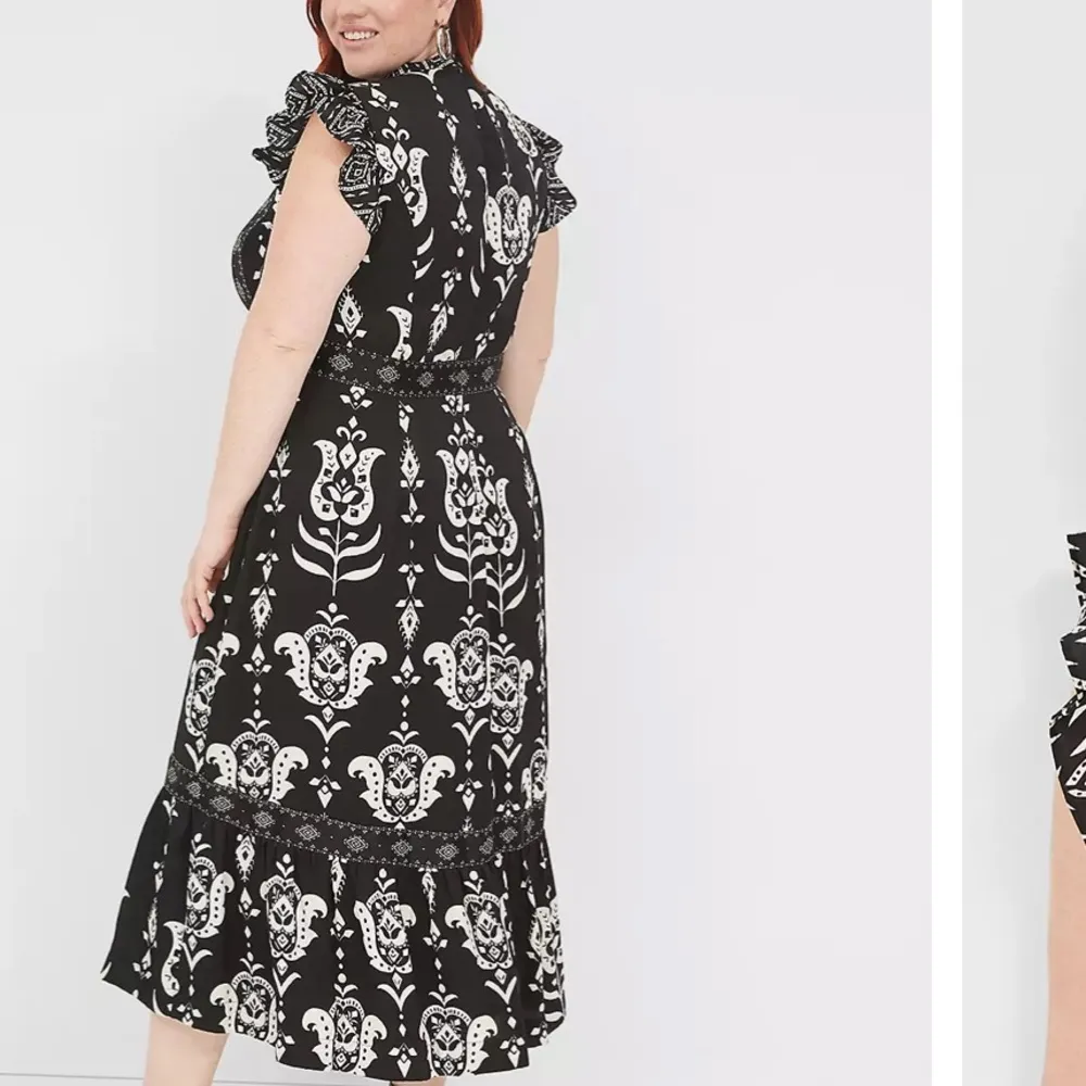 Lane Bryant dress black & White Hadley Floral flutter cap sleeve 26 like new - Image 6