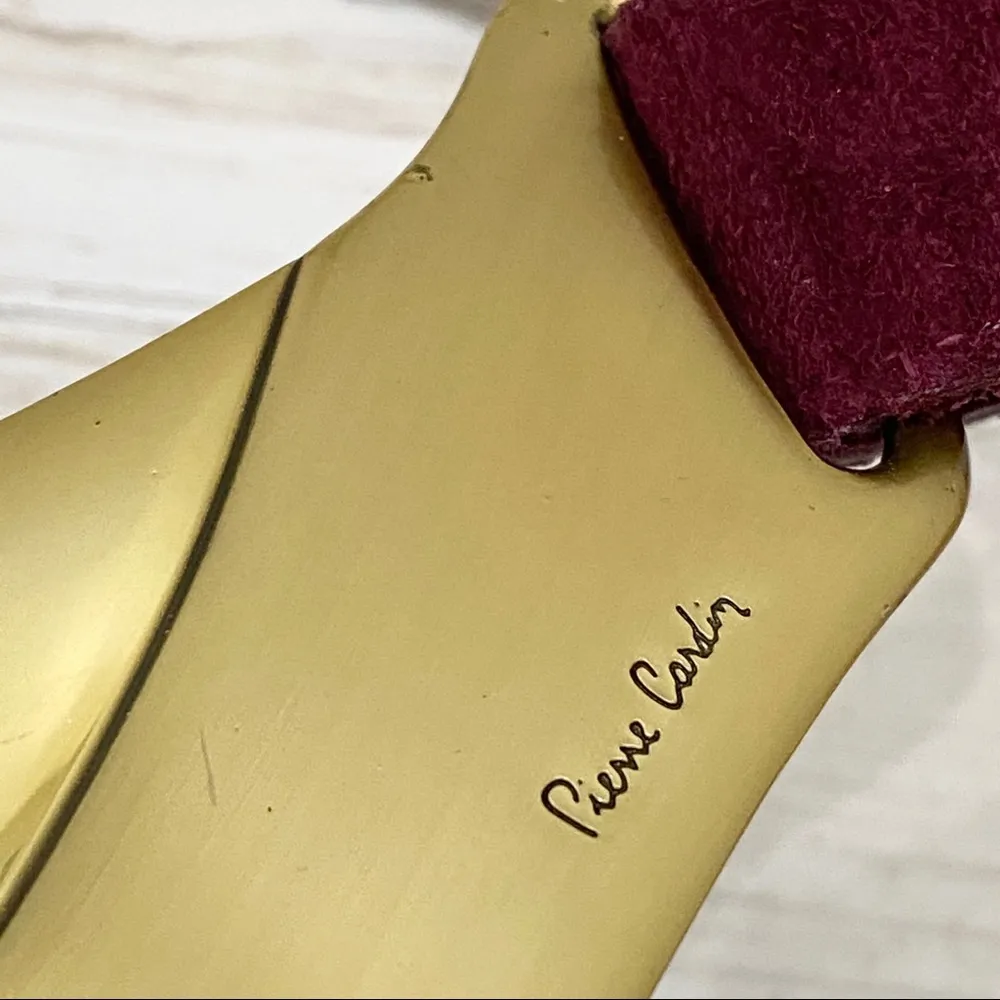 Vintage 80s PIERRE CARDIN Magenta Suede Leather Buckle Belt Size S/M Waist 27 - Image 8