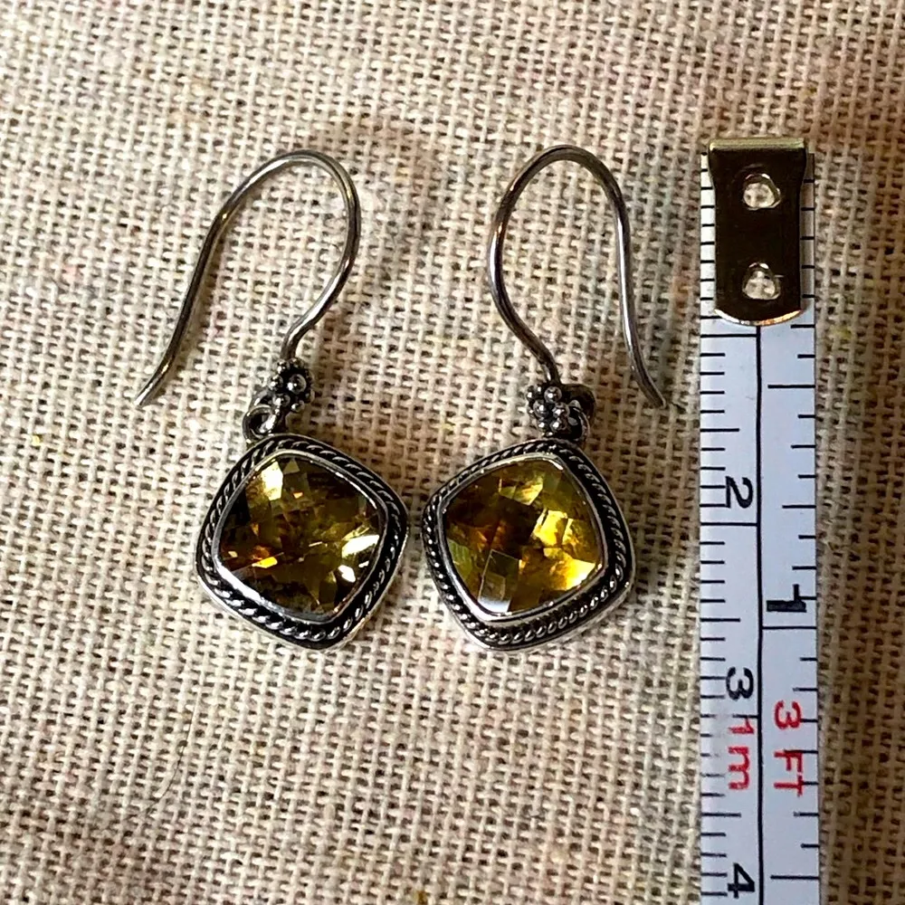LORI BONN Cushion Cut Citrine Earrings & Sterling Silver Variegated Necklace - Image 8