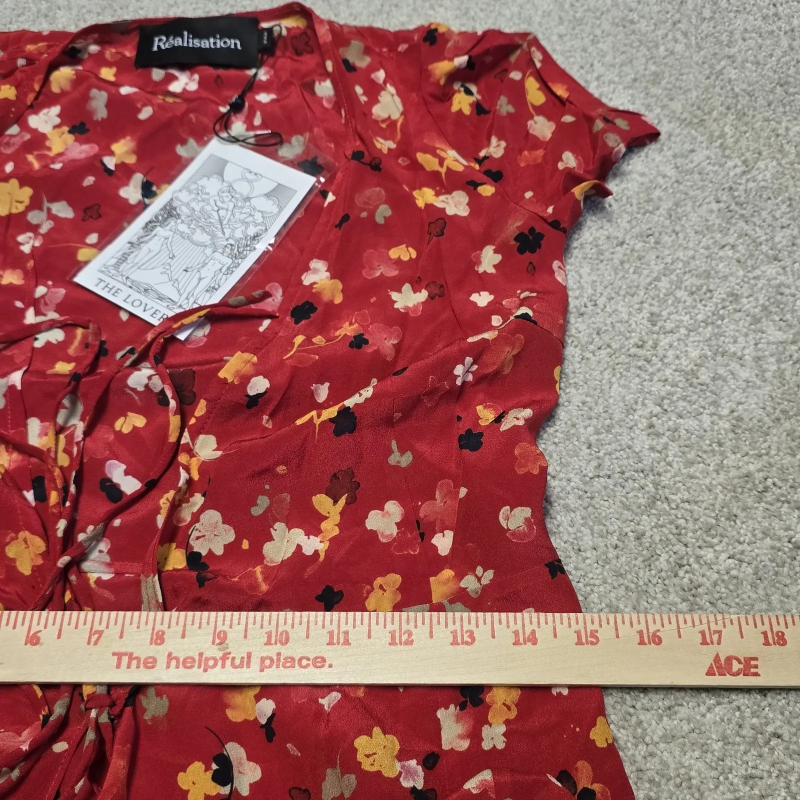 Realisation Par The Teale‎ in Rouge Fleur 100% Silk Midi Wrap Dress Size XXS - Image 12