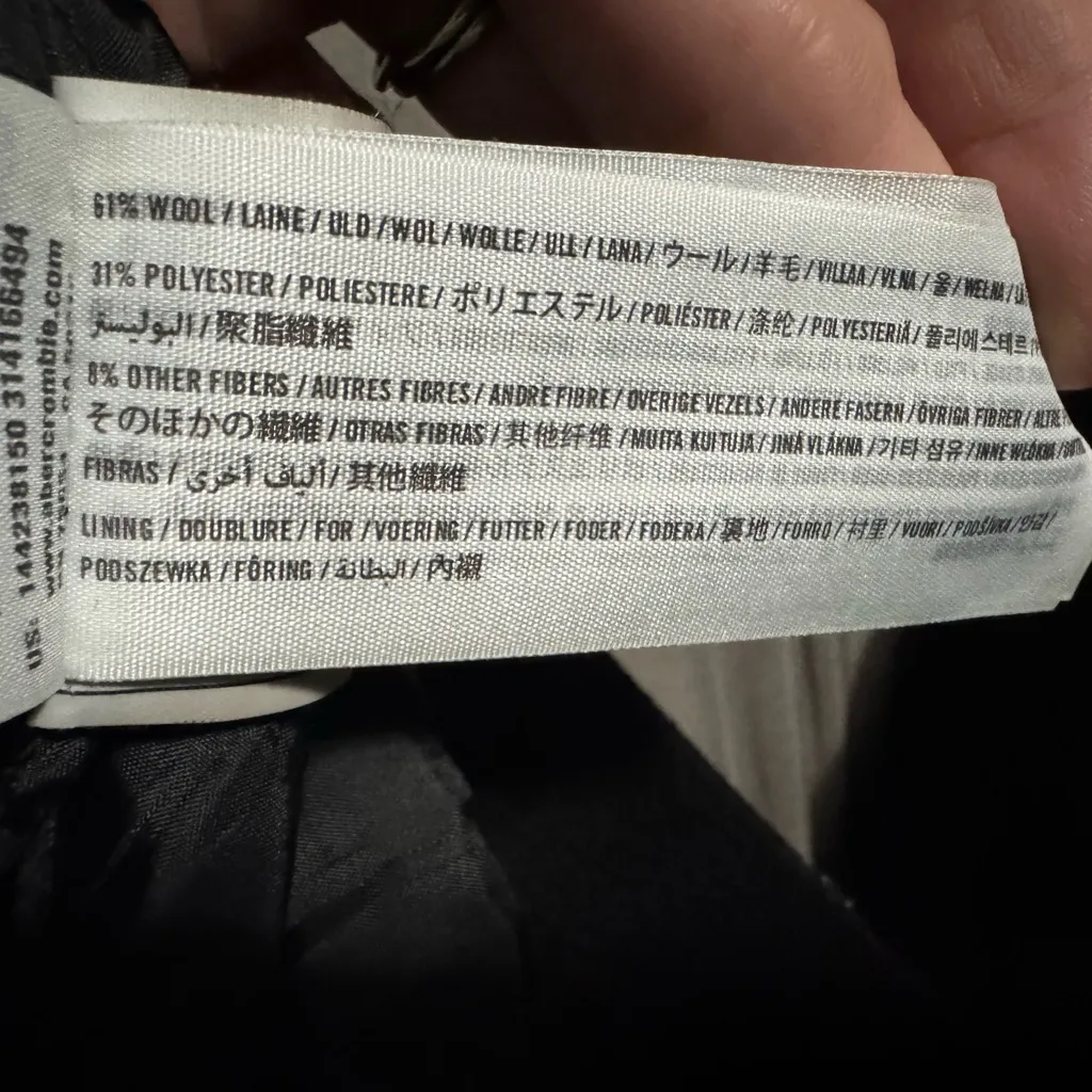 Abercrombie & Fitch Women's Coat Vintage Y2K Black Wool Blend Removable Hood S - Image 11