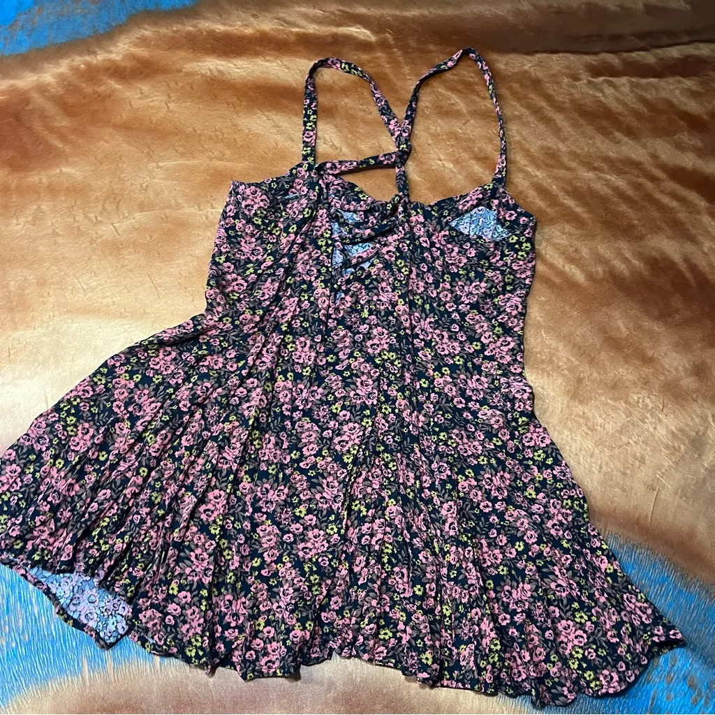 Free People Jenna's Bustier Babydoll Tank floral button front medium pink - Image 7