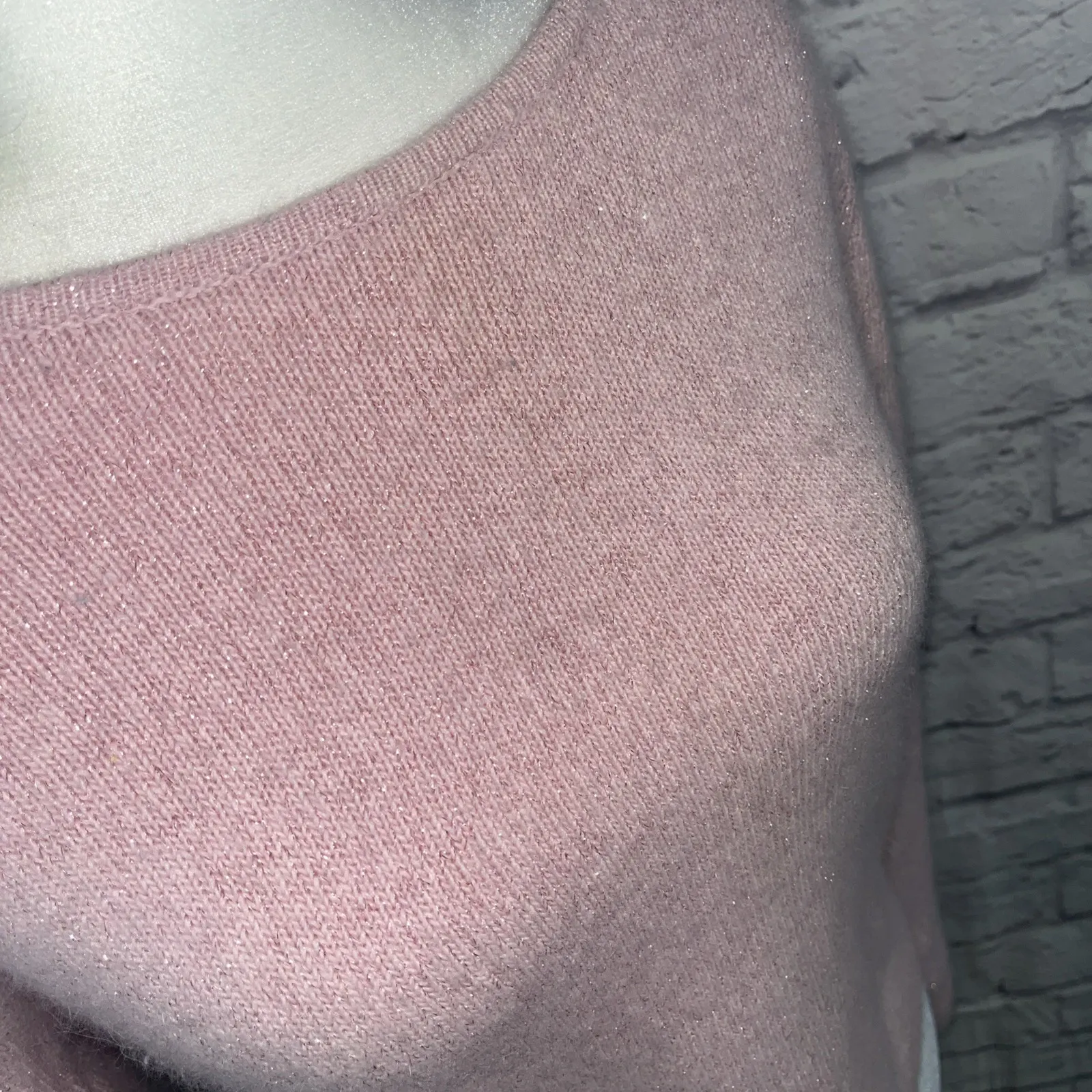 Fashion Bug Stretch Y2K Pink Girly Angora Blend Cropped Sweater Size Large - Image 4