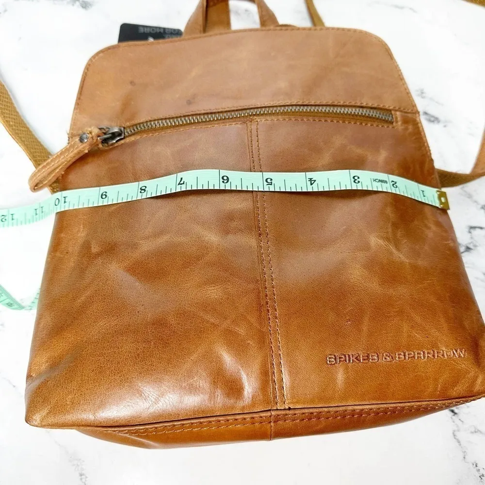 Spikes & Sparrow Leather Distressed Backpack Tan - Image 9