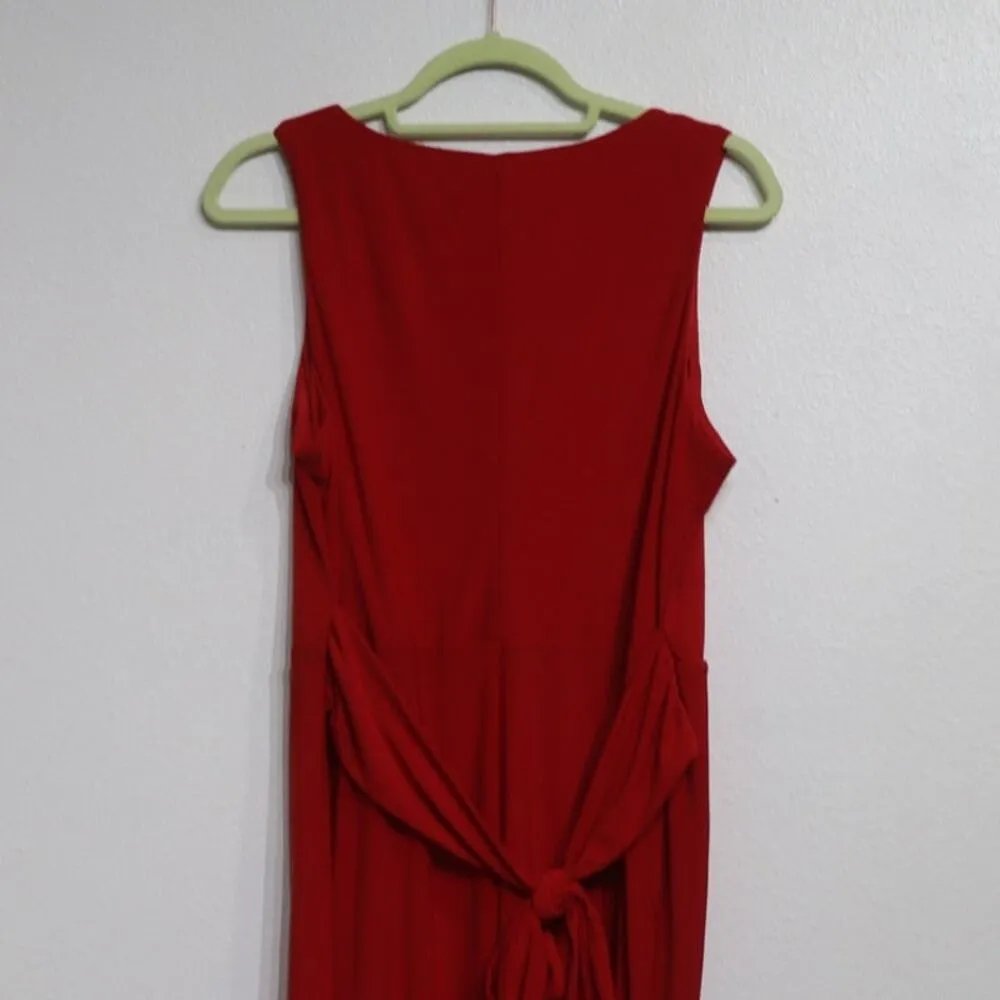 Superfoxx Red California Dreams Red Midi Faux Wrap Dress Sz L - Image 9