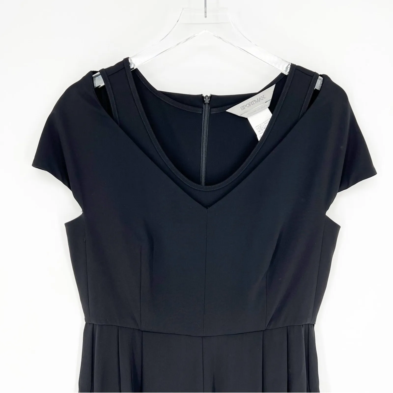 SPORTMAX Wide Leg Cut Out Detail Jumpsuit 8‎ Black - Image 3