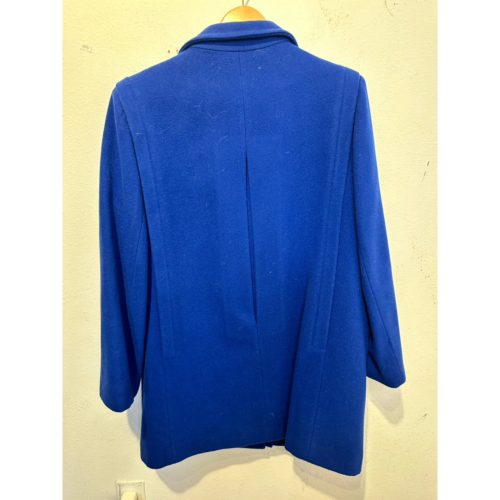 Vintage MACKINTOSH Of New England Blue Pea Coat Pure Wool Jacket size 16 - Image 3