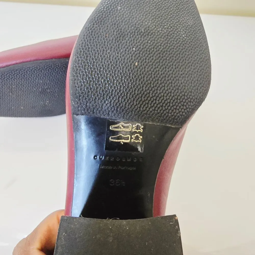 Cuero & Mor Burgundy Leather Block Heels Square Toes Wome's Size EU 36.5 6 Red - Image 9