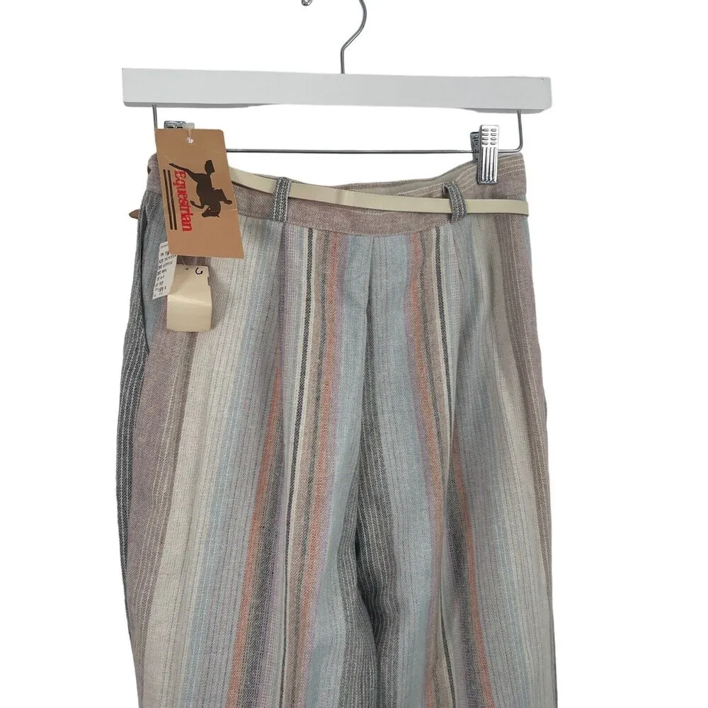 Equestrian Vintage Striped Pants Hi Rise Made in USA Western Rodeo Womens 11 2" Blue Size 26 - Image 5