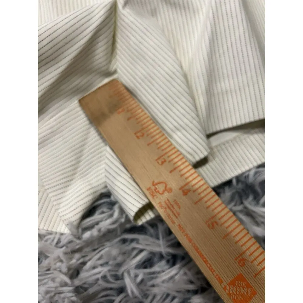 Crosby. Cream Gray Pinstripe Belted Pleated High Waist‎ Paperbag Shorts Size 10 - Image 7