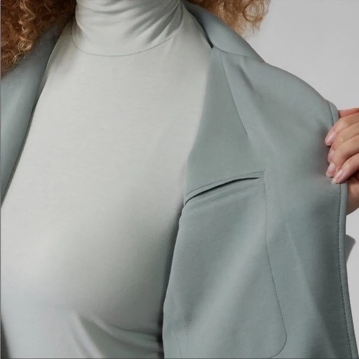 Athleta Sage Green Eastbound Blazer Minimalist Jacket Sz 10 - Image 8