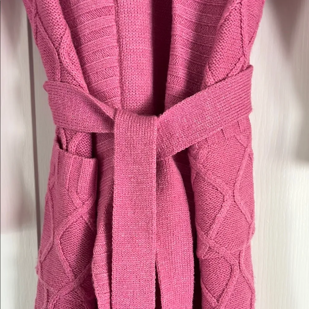 Pink Knit Cardigan with Belt Size XXS - Image 3