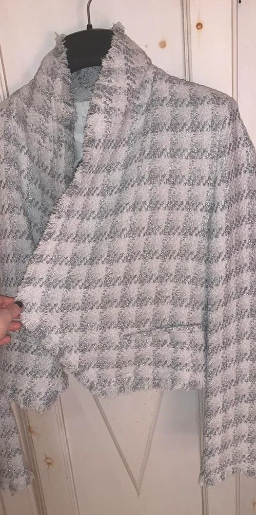 IRO Cropped Silver Tweed Suit Jacket (NEW) - Image 3