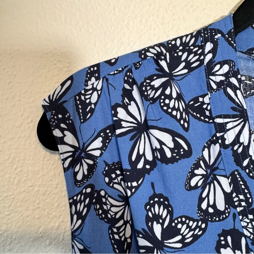 Kate Spade Butterfly Print Blue A Line Dress Womens 6 Modest Casual Knee Length - Image 3