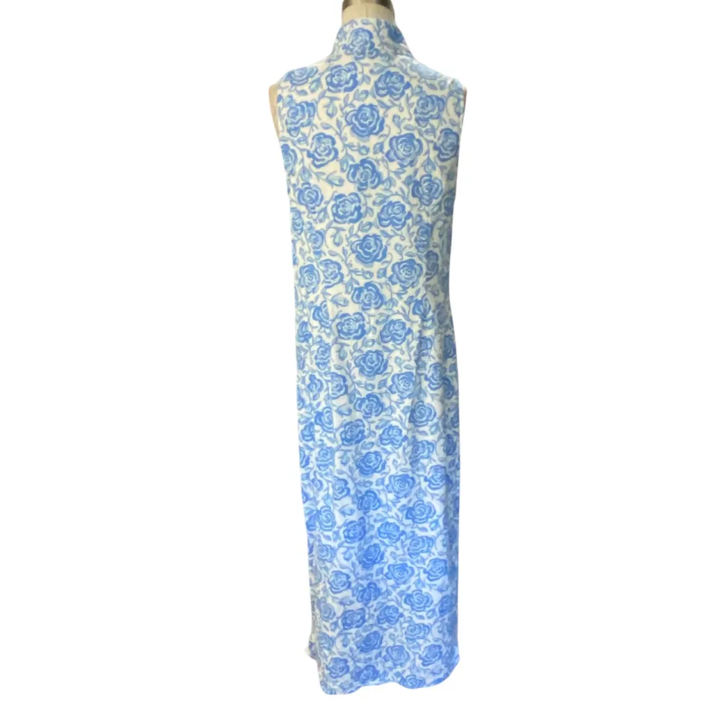 Sail to Sable Linen blend sleeveless shift dress blue & white Size Extra Small - Image 6