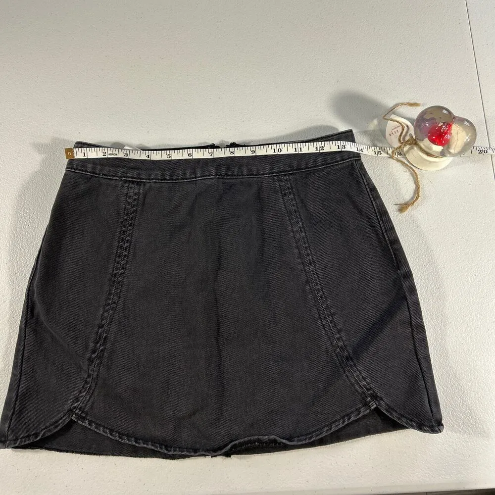 PacSun Back Zip Denim Jean Mini Skirt Womens Juniors Size 25 Faded Black - Image 7