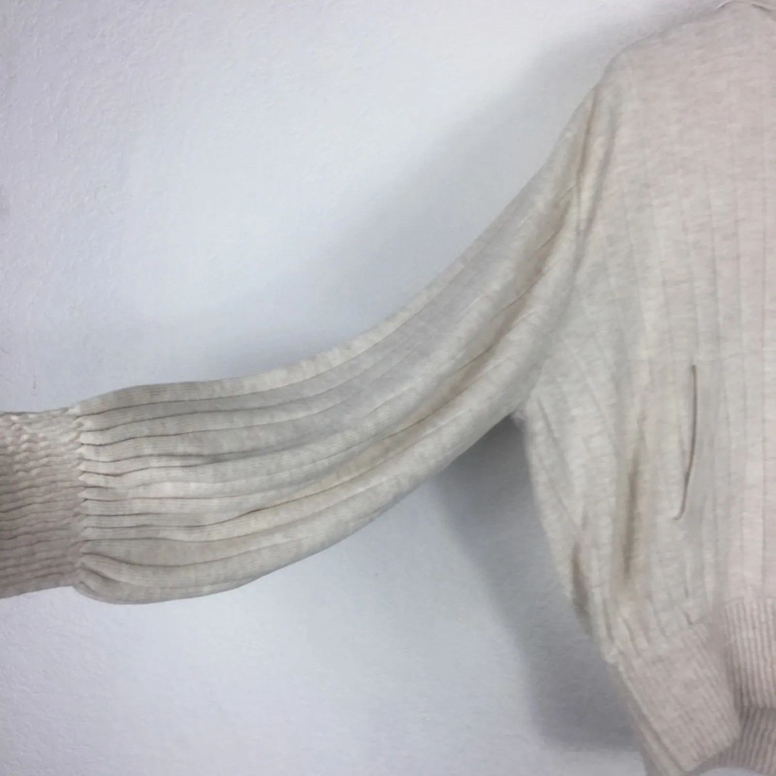 Zara Cream Cropped Knit Ribbed Oversized Comfy Hoodie Sweatshirt Medium Chic - Image 12