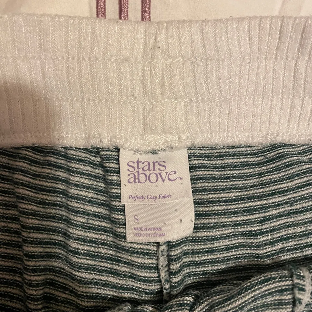 Stars Above Green and White Striped Pajama Shorts - Image 2