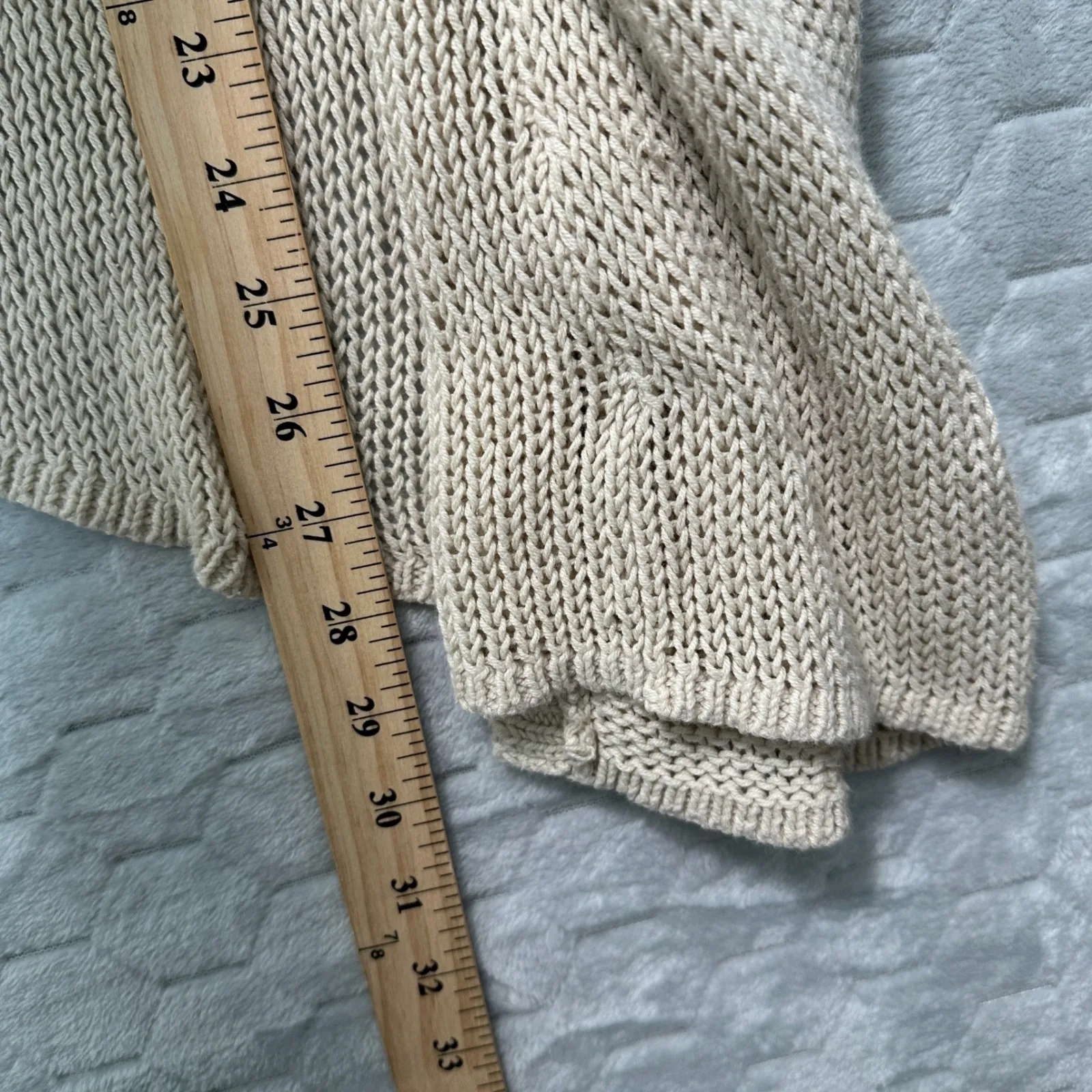 Wooden Ships Paola Buendia Knit Open Front Cardigan Sweater Tan XS Boho Beachy - Image 5