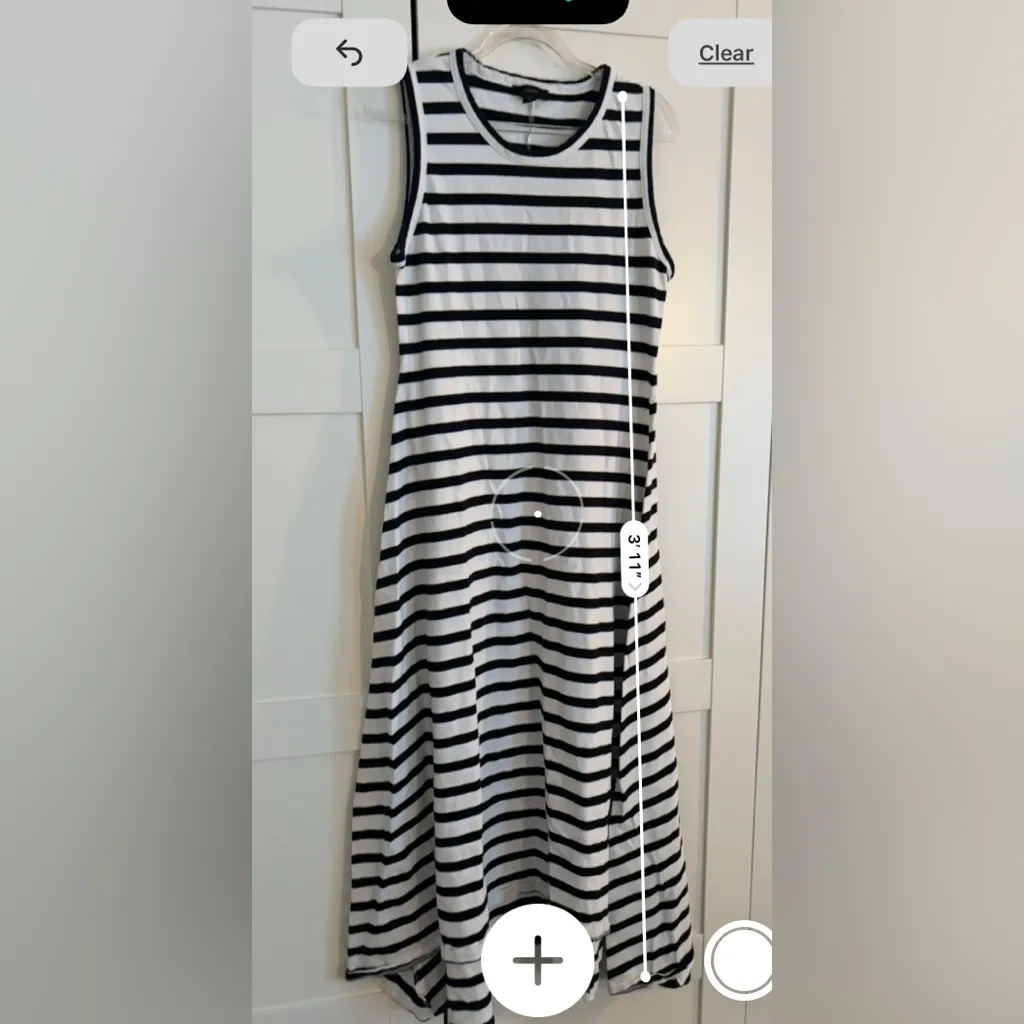 J. Crew Navy and White Striped Maxi Dress Cotton Nautical Preppy Classic Small - Image 7