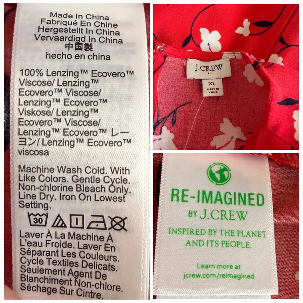 J.Crew Midi Dress Short Puff Sleeve Tiered Red Floral Women’s Size XL New NWT - Image 13