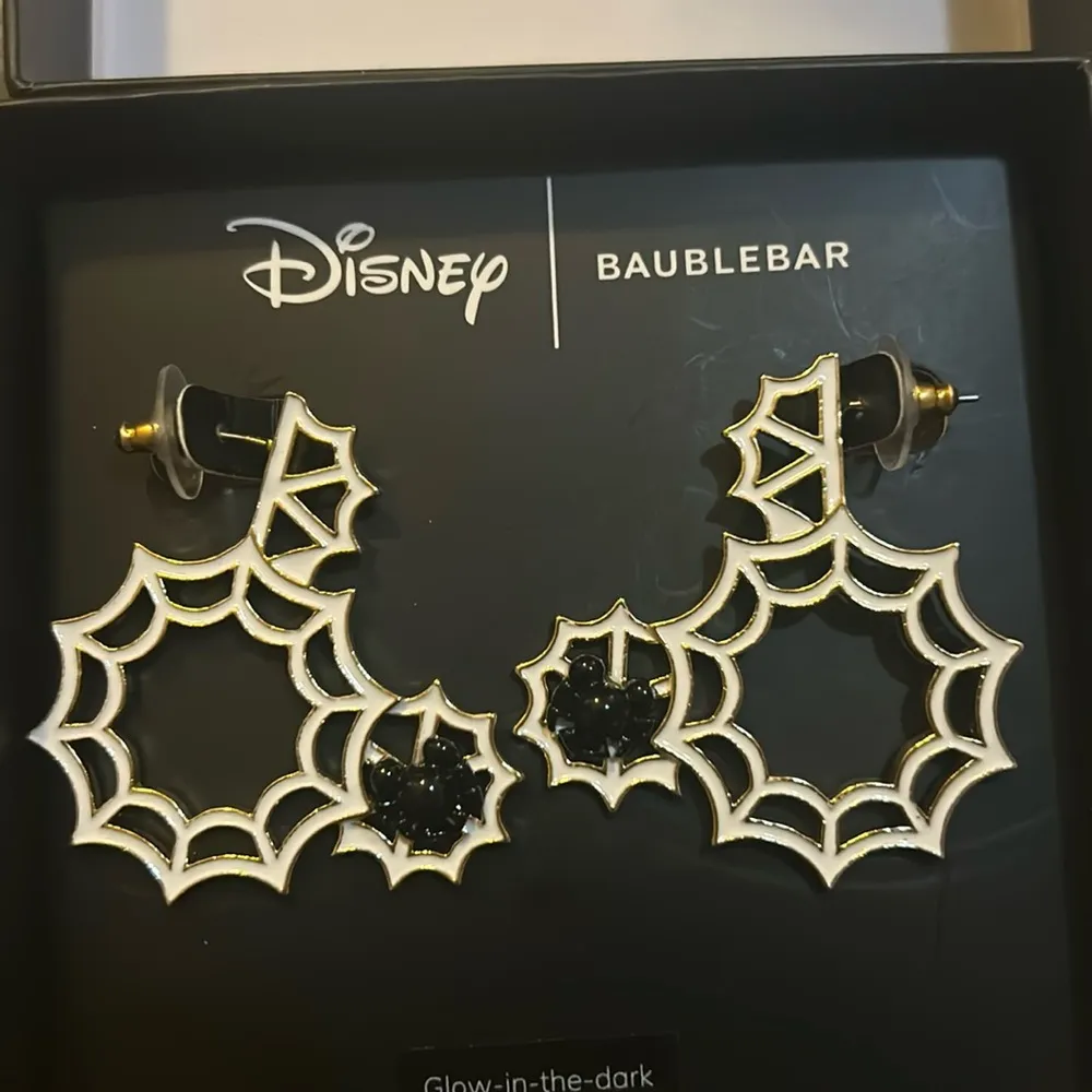 Disney x BaubleBar Mickey Mouse Disney Spiderweb Glow-In-The-Dark Hoop Earrings - Image 2
