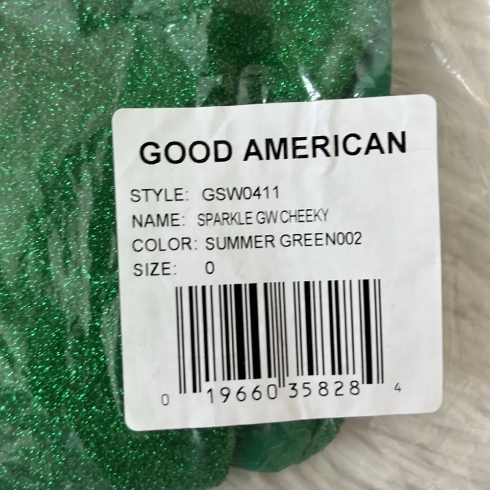 Nwt Good American Sparkle Good Waist Cheeky Bikini Bottom Summer green size 0/XS - Image 2