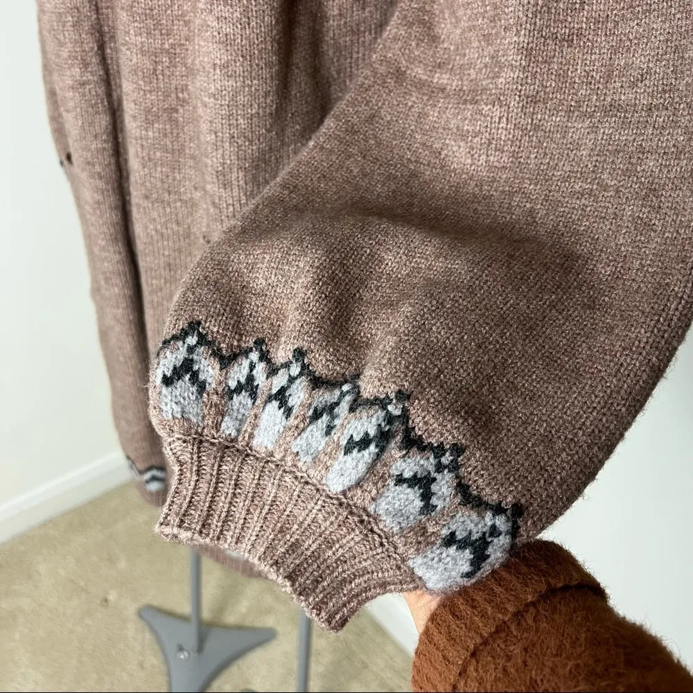 New Max edition Fair Isle Intarsia knit long Cardigan sweater Size Large NEW - Image 4
