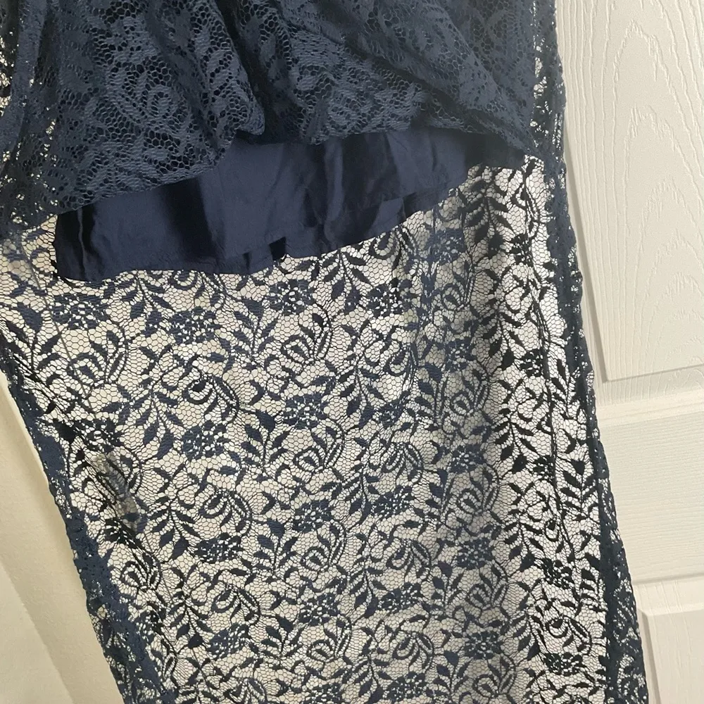 Abercrombie & Fitch Navy Blue Lace Straight Maxi Skirt Medium. - Image 6