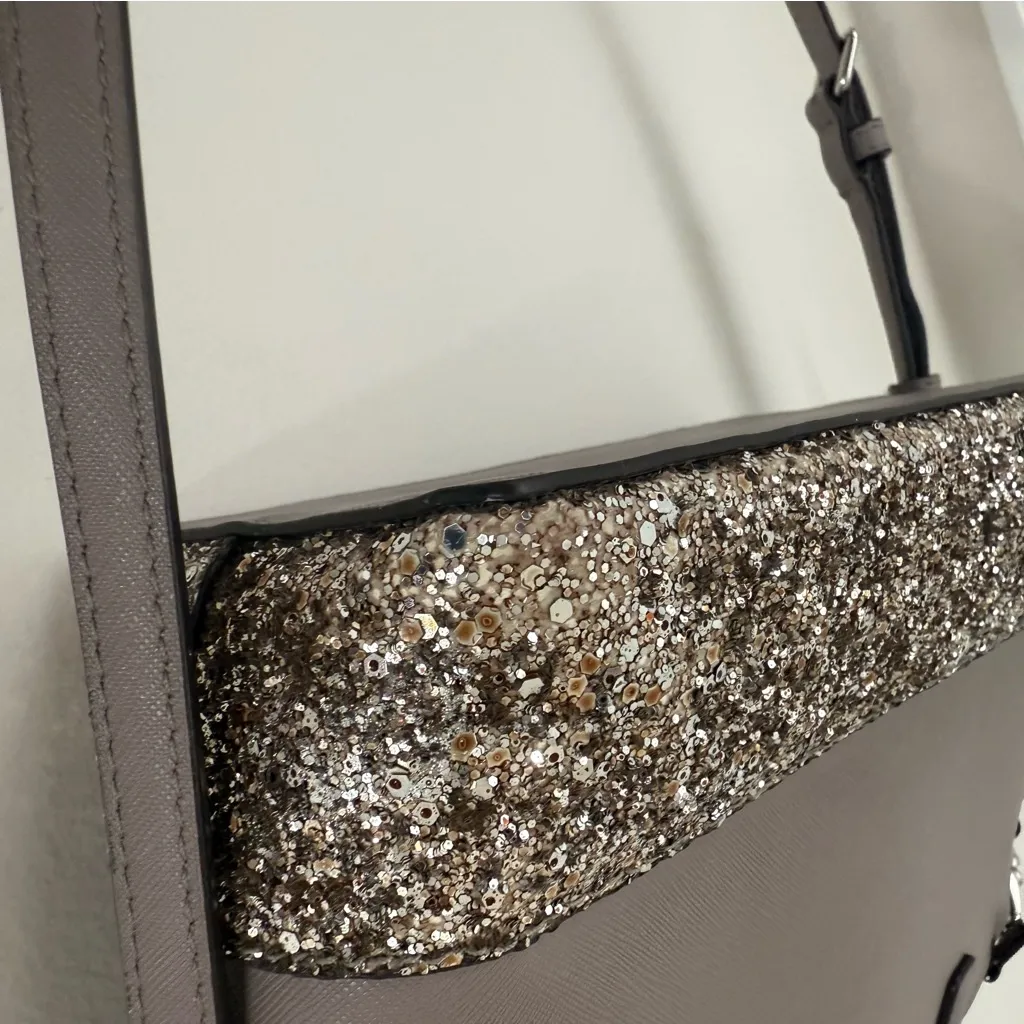 Kate Spade Greta Court Ina Satchel Glitter Gray Crossbody - Image 6