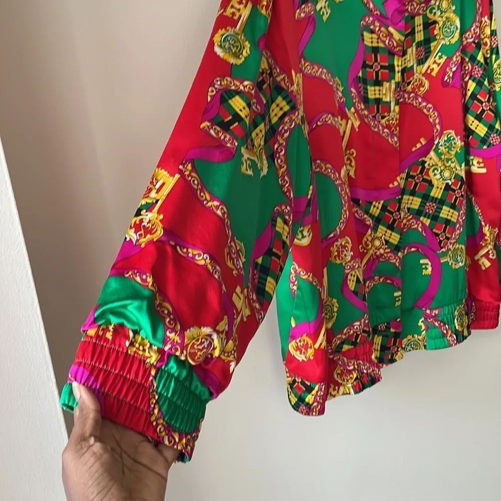 Saks Fifth Avenue 100% Silk Paisley Print Jacket Size 18W NWOT Colorful Rare - Image 4