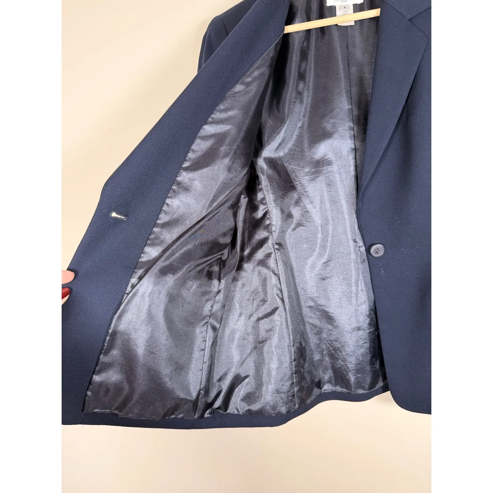 Pendleton Petite Navy Blue 100% Virgin Wool Blazer Jacket Size 8 Career Officr - Image 2