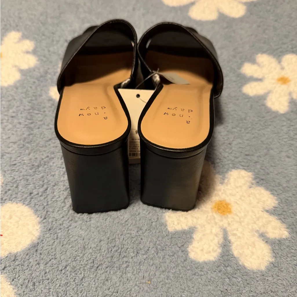 a new day Black Chunky Heel Mules - Image 3