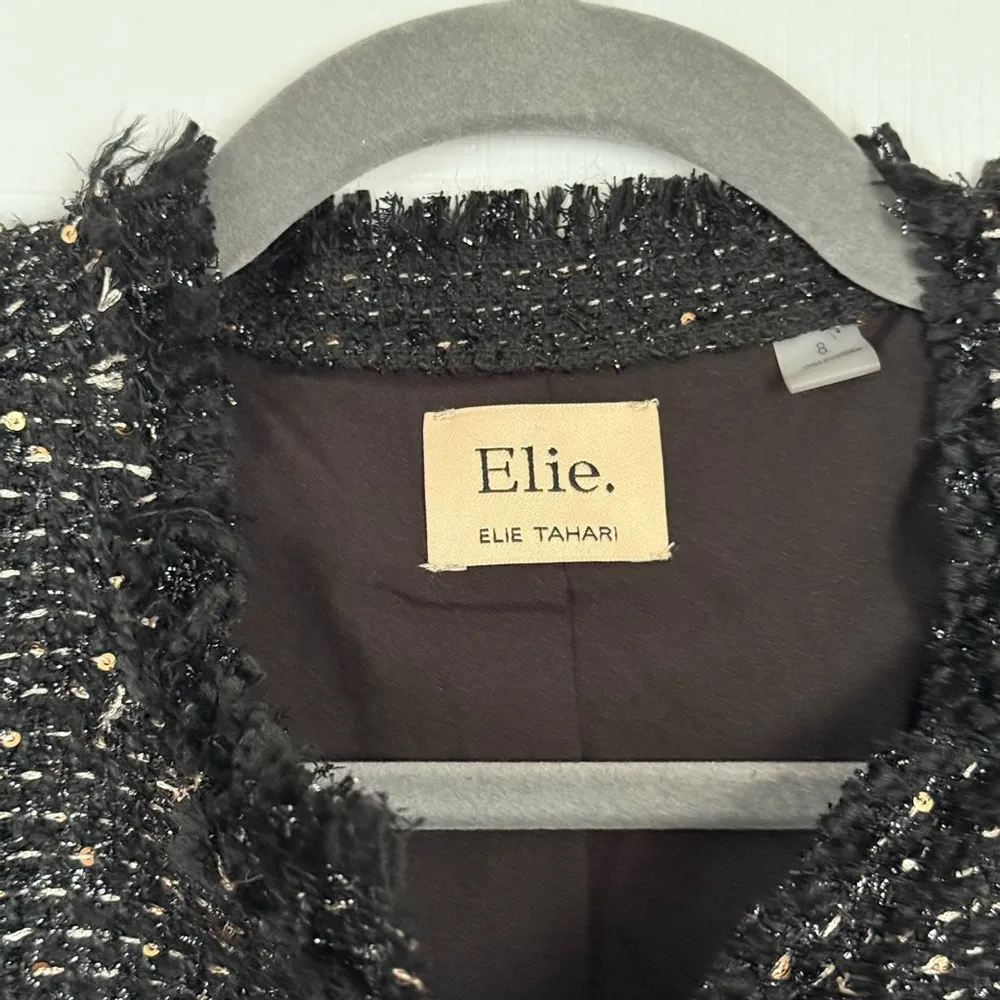 Elie Tahari Black Tweed Blazer Jacket - Image 6