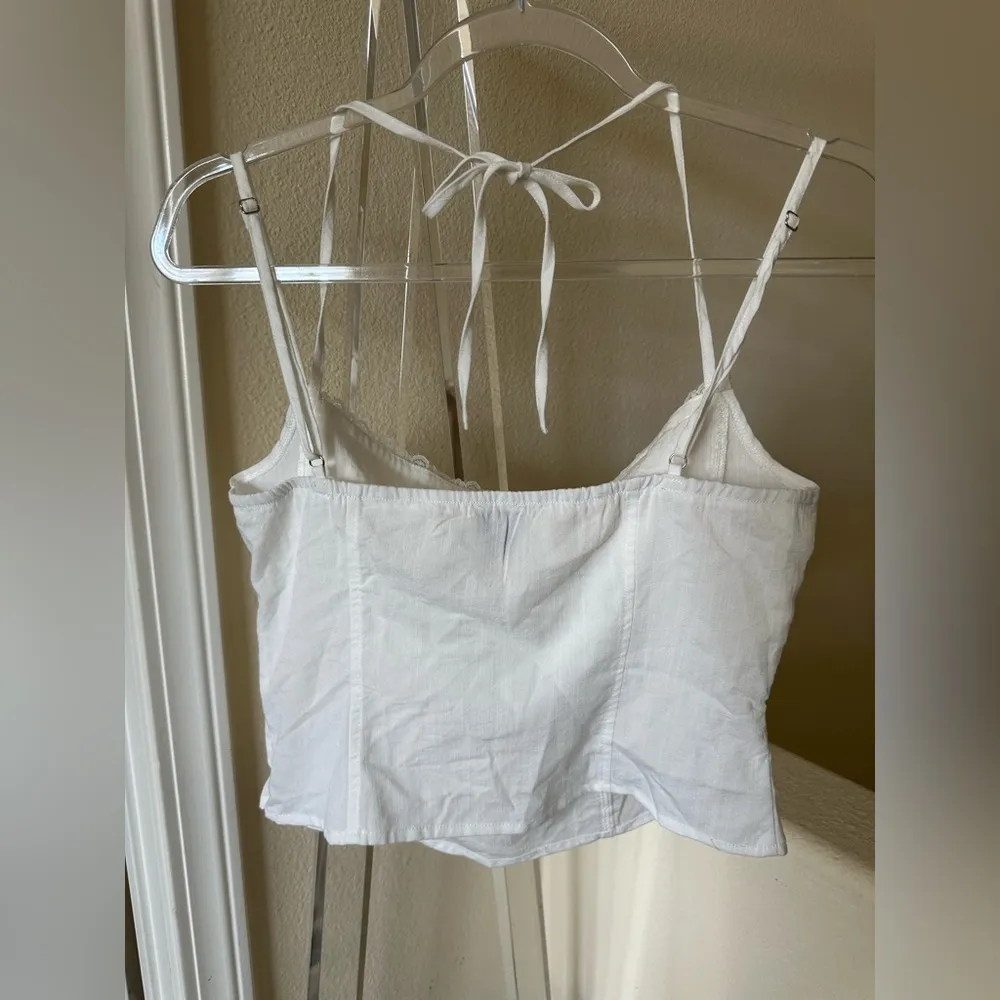 Princess Polly White Tie Front Crop Camisole - Image 5