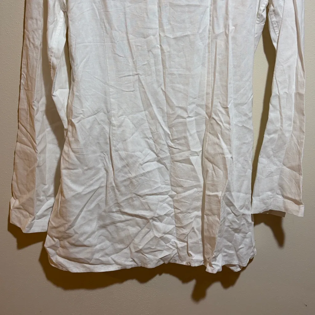 NEW Onia Air Linen Blend Wrap Dress Mini White Bell Sleeves Wrap Size Large - Image 12