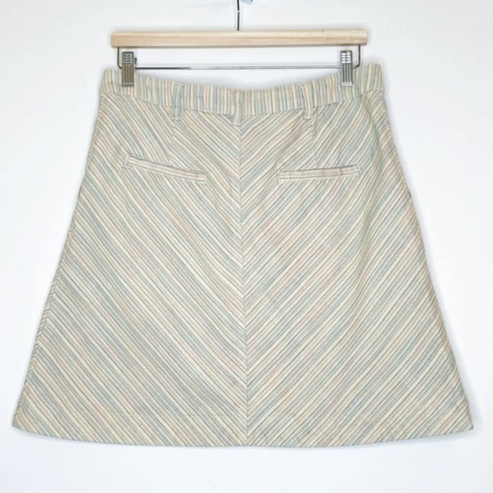 Anthropologie Pilcro & Letterpress Skirt 4 A-line Multicolor Stripe Button Mini - Image 10