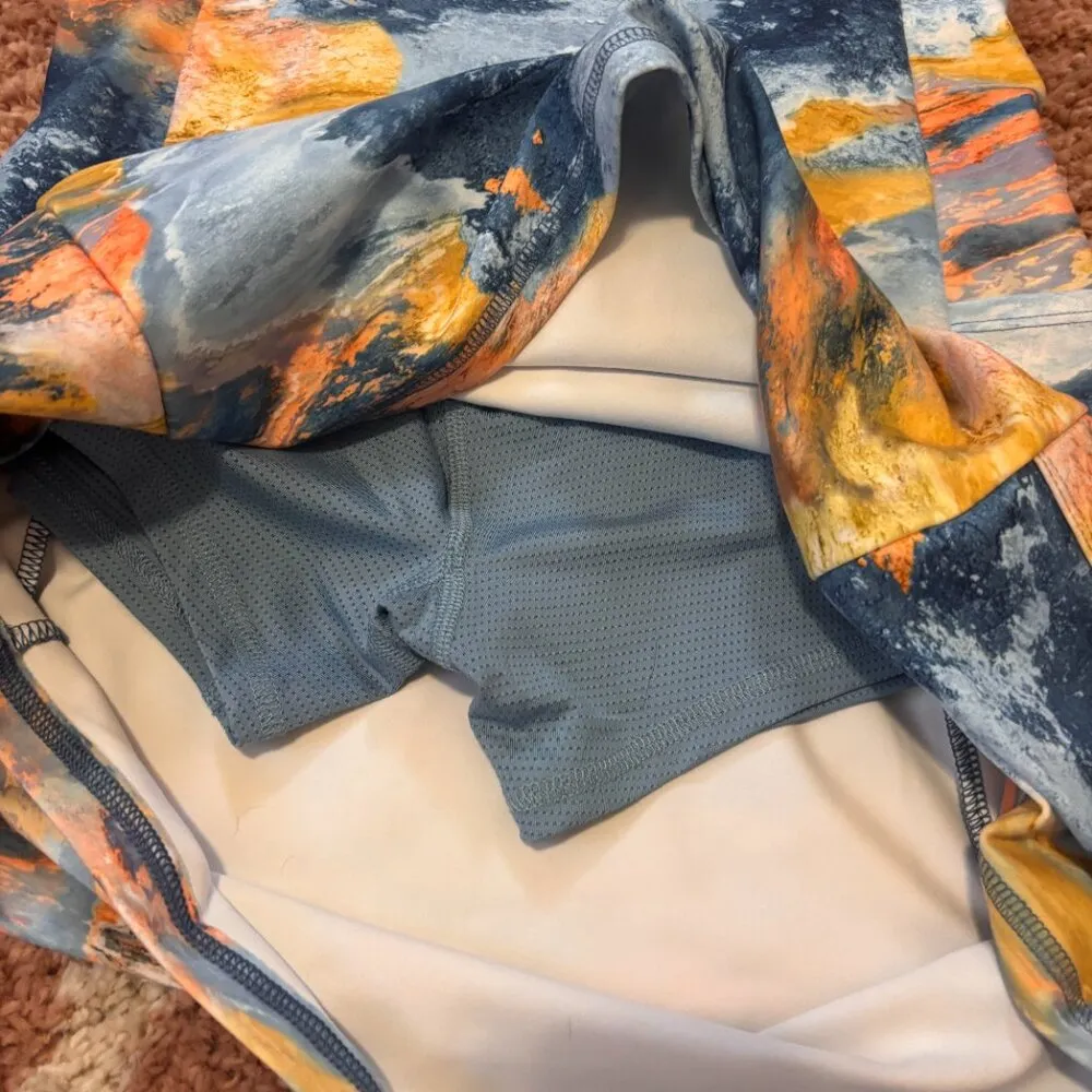 NWT DSG One Shoulder Active Momentum Dress w/ Bra & Shorts Multi Abstract Sz XS Blue - Image 10