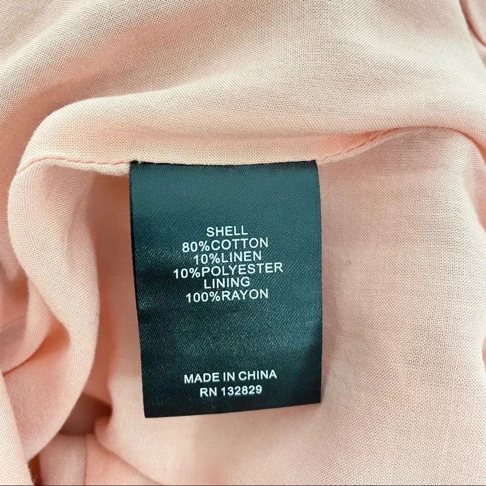 Tularosa  Essie Jumpsuit Open Back Linen Cotton Blend Blush Pink Flared Size S - Image 10