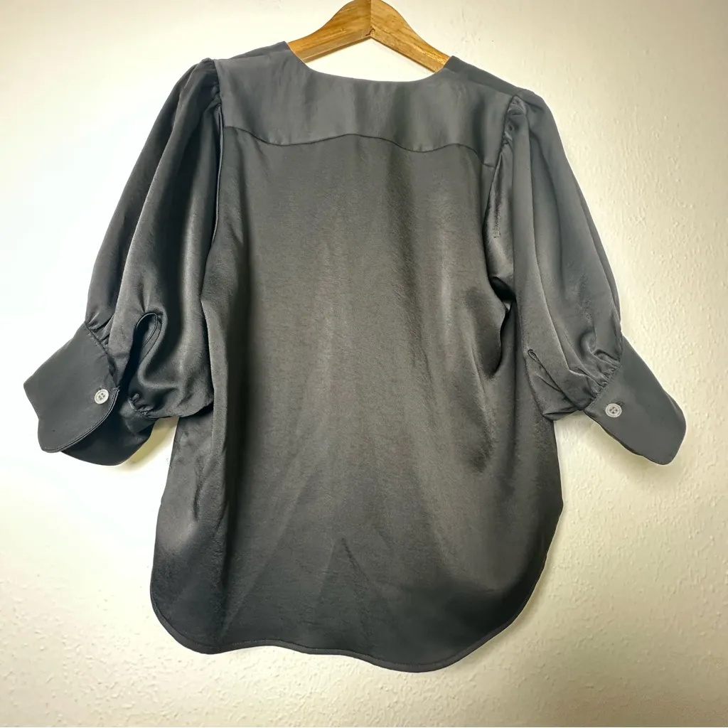 NWOT Fifteen Twenty Elegant Black V-Neck Blouse With Bell Sleeves - Image 3