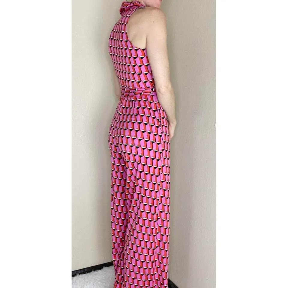 NWT  For Target Pink Geometric Printed Collard Jumpsuit - Image 6