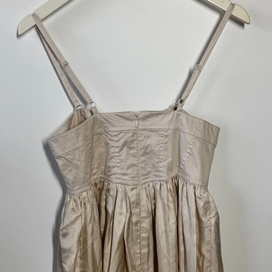 French Connection Dress 2 Cream Champaign Tiered Midi Cottage Boho Minimal Prep - Image 4