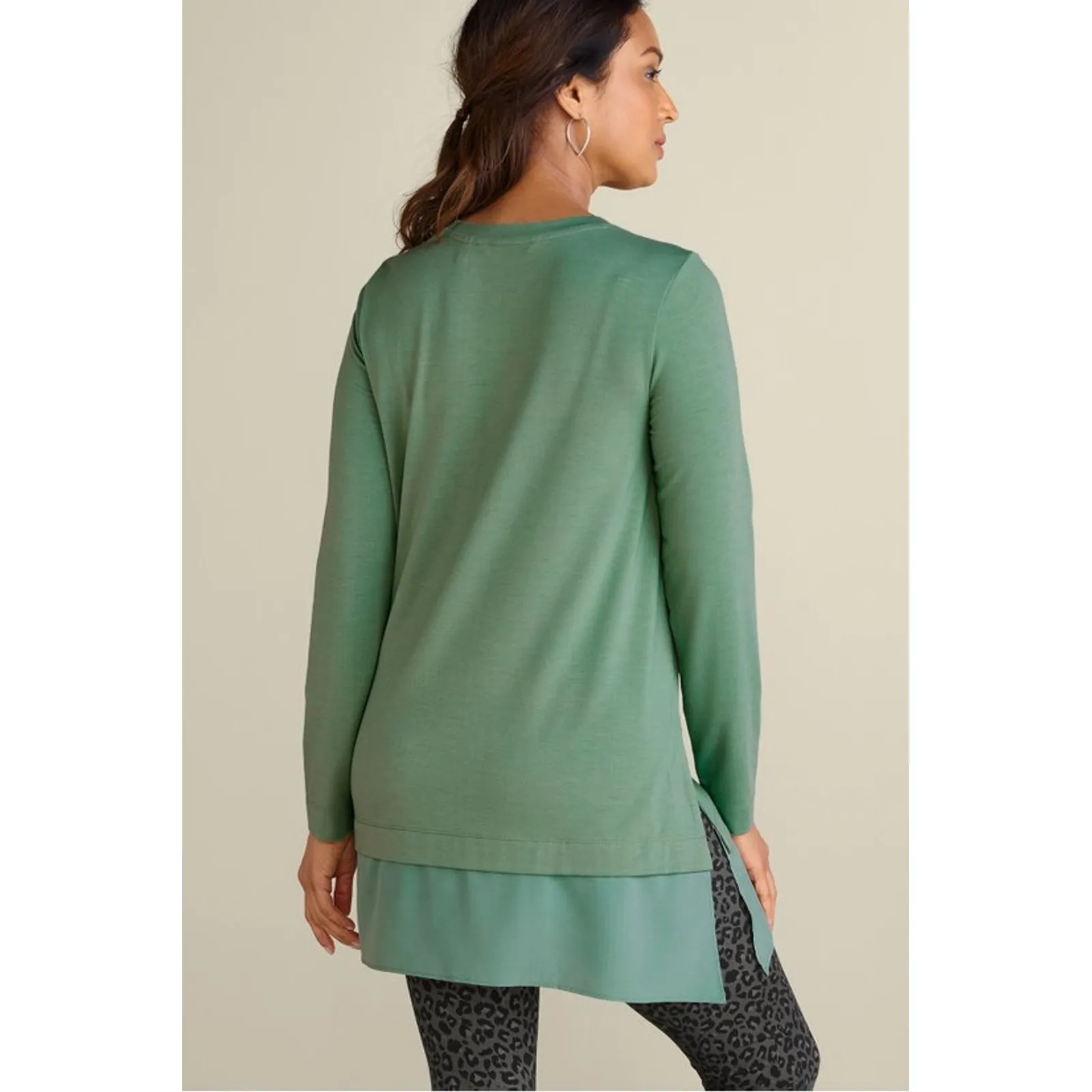NWT Soft Surroundings Willa Layered Tunic Top Small Green Lagom Minimalist Comfy - Image 9